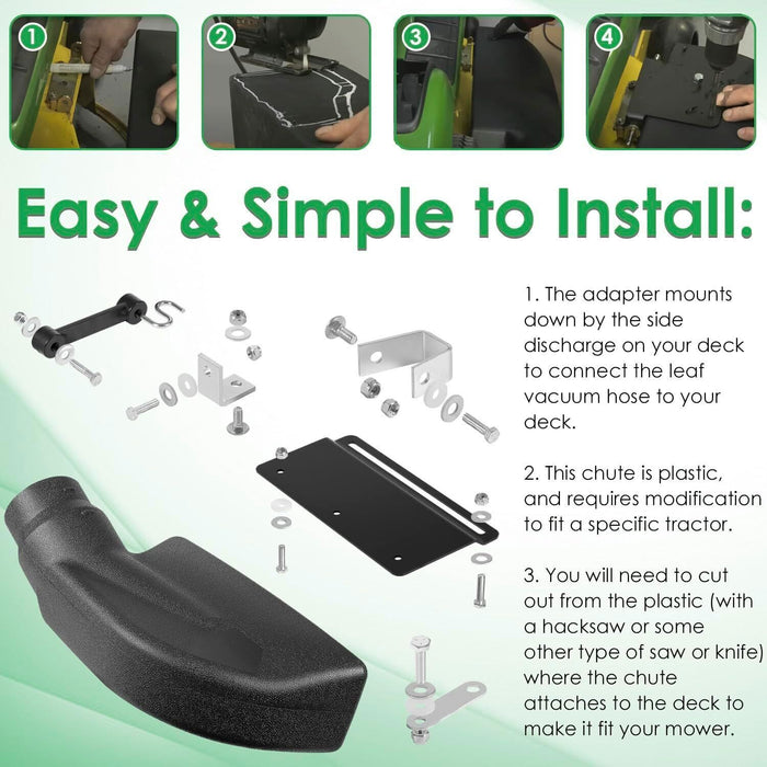 DURAFORCE 62468 Adapter Mow-N-Vac Kit Leaf Vacuum Bagger Universal Deck Boot Chute