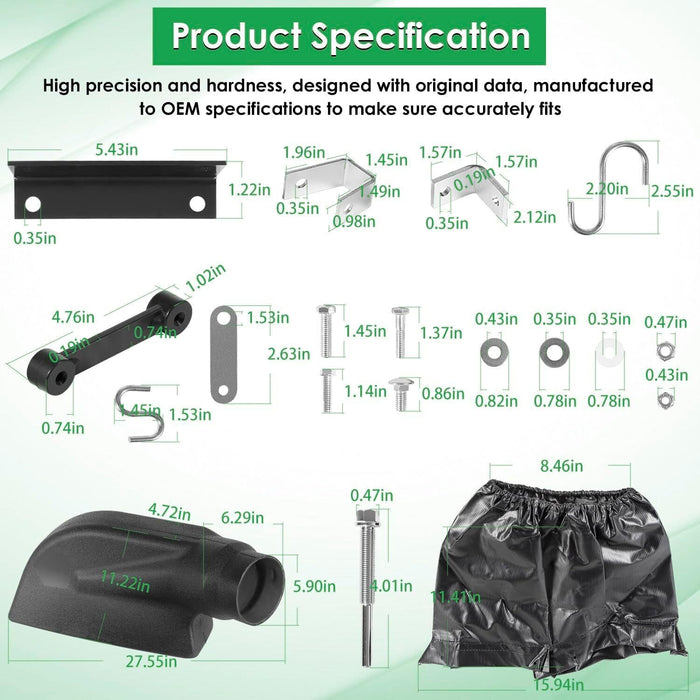 DURAFORCE 62468 Adapter Mow-N-Vac Kit Leaf Vacuum Bagger Universal Deck Boot Chute