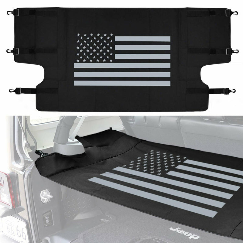 DURAFORCE Rear Trunk Cargo Cover Luggage Shade w/ US Flag for Jeep Wrangler JK 2007-2018