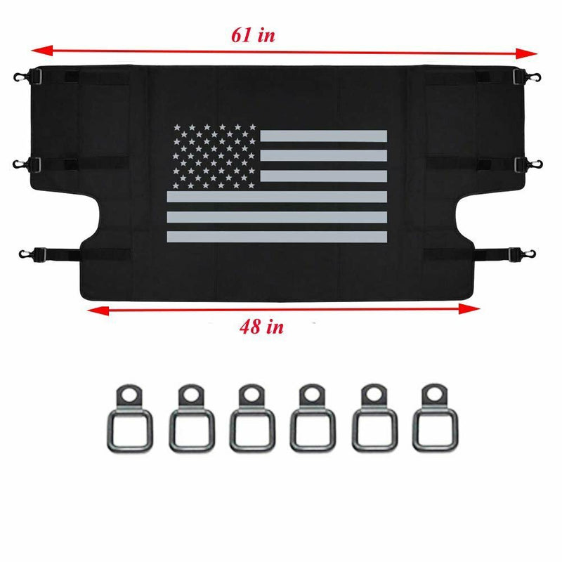 DURAFORCE Rear Trunk Cargo Cover Luggage Shade w/ US Flag for Jeep Wrangler JK 2007-2018