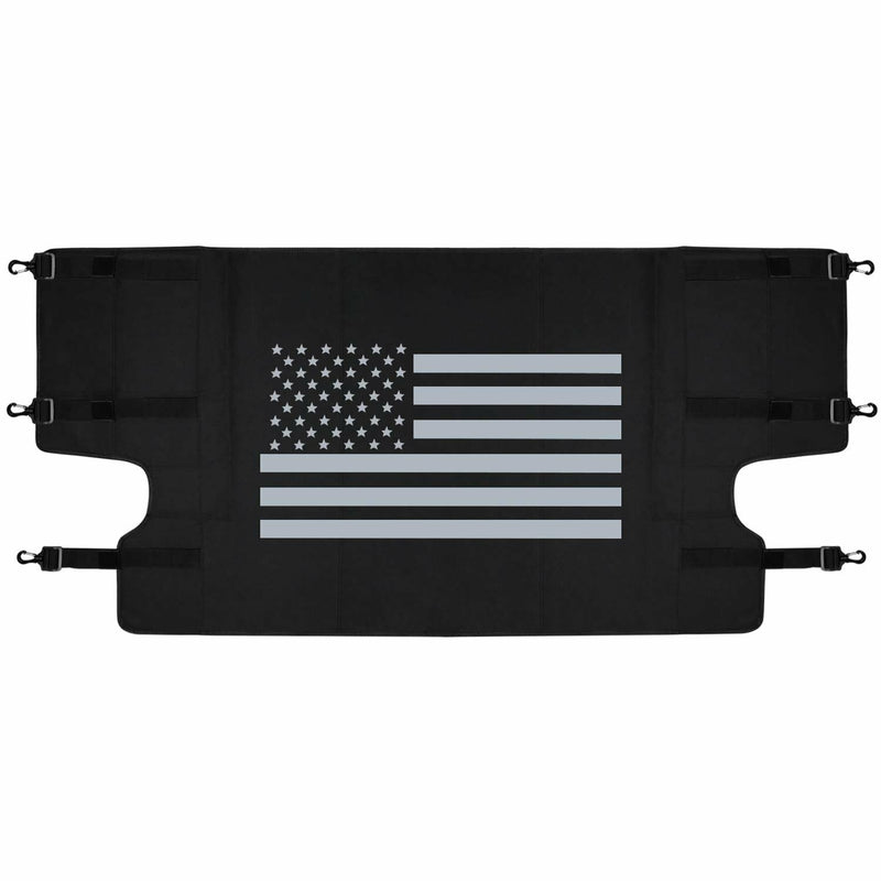 DURAFORCE Rear Trunk Cargo Cover Luggage Shade w/ US Flag for Jeep Wrangler JK 2007-2018