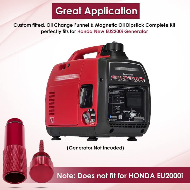 DURAFORCE 2Pcs Red Oil Change Funnel & Magnetic Oil Dipstick for Honda Generator EU2200i