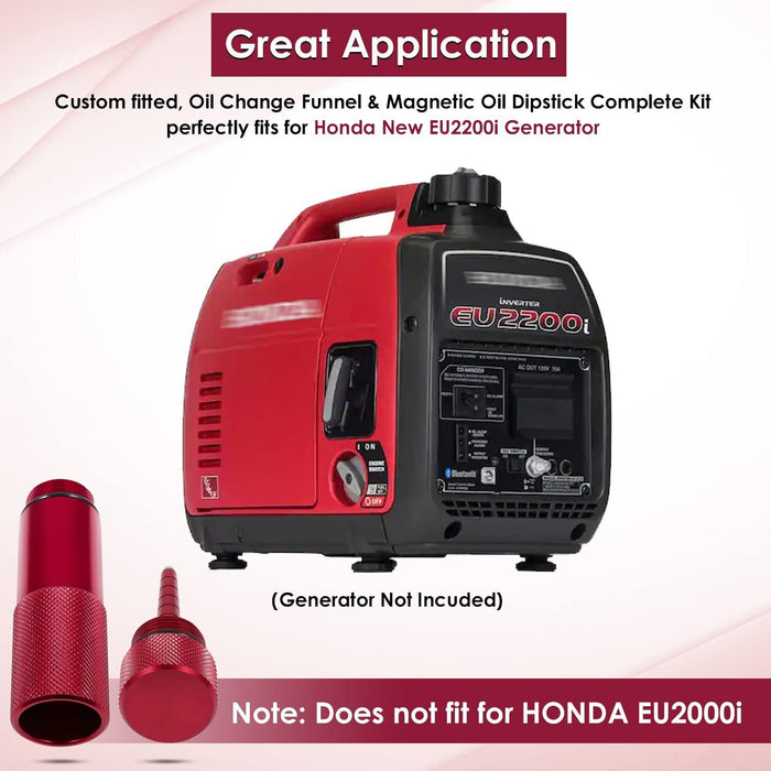 DURAFORCE 2Pcs Red Oil Change Funnel & Magnetic Oil Dipstick for Honda Generator EU2200i