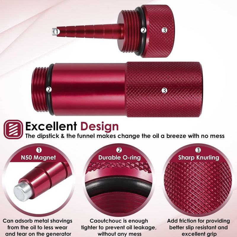 DURAFORCE 2Pcs Red Oil Change Funnel & Magnetic Oil Dipstick for Honda Generator EU2200i