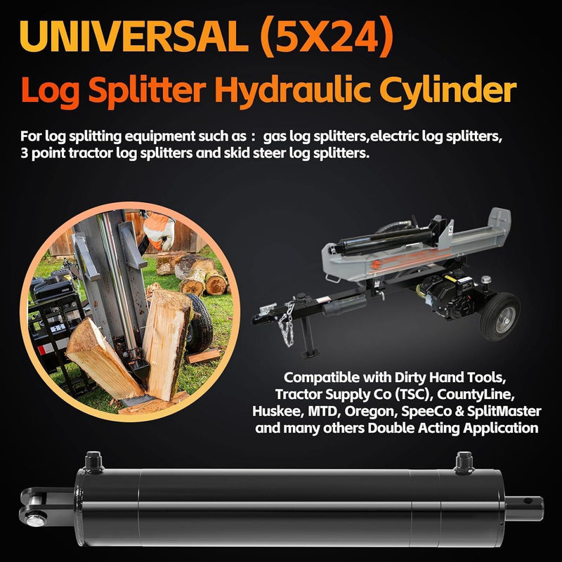 DURAFORCE Hydraulic Cylinders Welded Double Acting 5" Bore 24"Stroke For Log Splitter 5x24