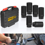 DURAFORCE 6 Pack Crank Bolt Socket Set 17/19/21/22/24/27mm Harmonic Balancer Impact Socket