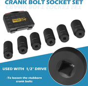 DURAFORCE 6 Pack Crank Bolt Socket Set 17/19/21/22/24/27mm Harmonic Balancer Impact Socket