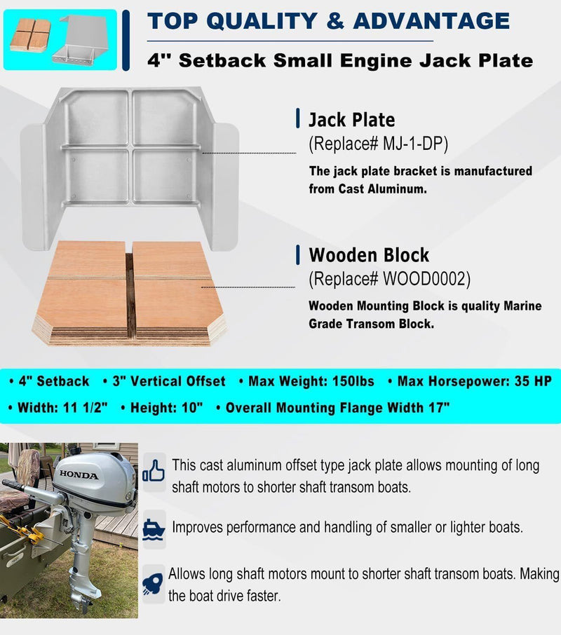 DURAFORCE TH Marine MJ-1-DP Mini Jacker Outboard Jack Plate for Boat Motor Outboard Motor