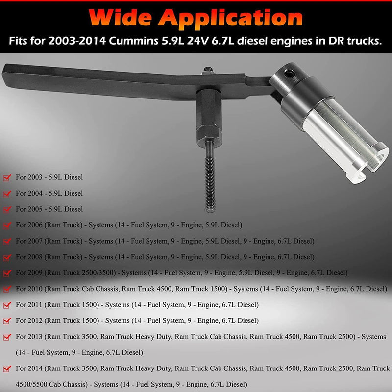 DURAFORCE 9010 Fuel Injector Remover Puller Install Tool for 6.7L 5.9L Cummins Dodge Ram