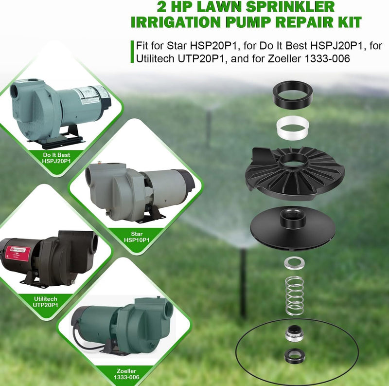 DURAFORCE 023705 Lawn Sprinkler Irrigation Pump Repair Kit 2 HP for Zoeller 1333-006