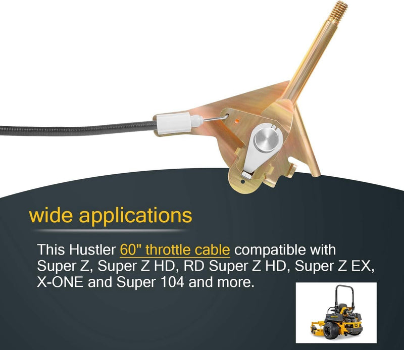 DURAFORCE Throttle Control Cable fits Hustler 603409 Super Z Mower HD RD EX X-ONE 104 60"