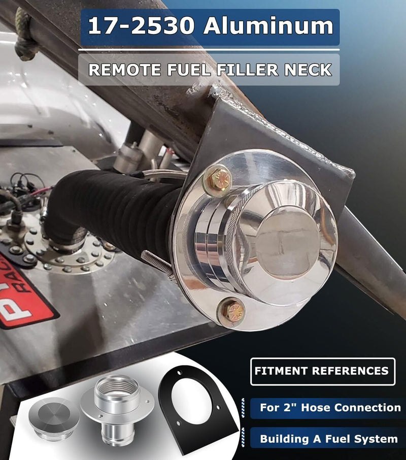 DURAFORCE 2" Fuel Filler Neck With Gas Cap Billet Aluminum & Weld-On Steel Mount Bracket