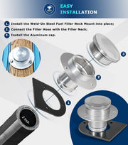 DURAFORCE 2" Fuel Filler Neck With Gas Cap Billet Aluminum & Weld-On Steel Mount Bracket