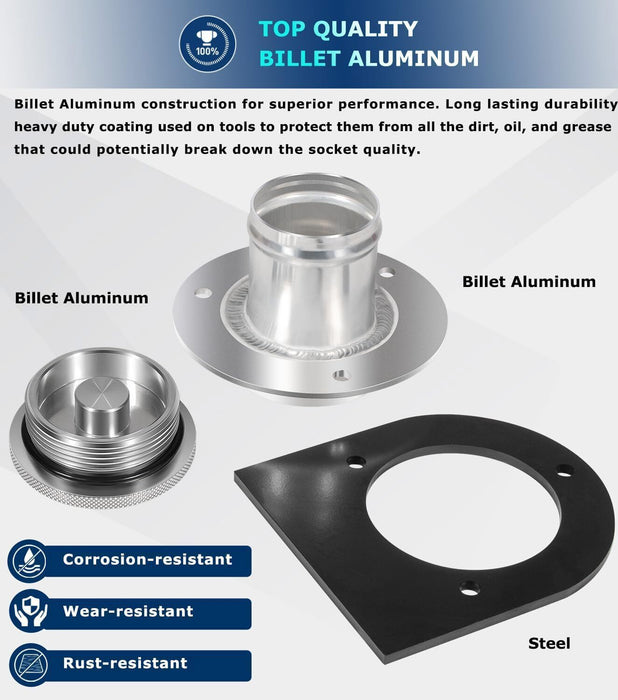 DURAFORCE 2" Fuel Filler Neck With Gas Cap Billet Aluminum & Weld-On Steel Mount Bracket