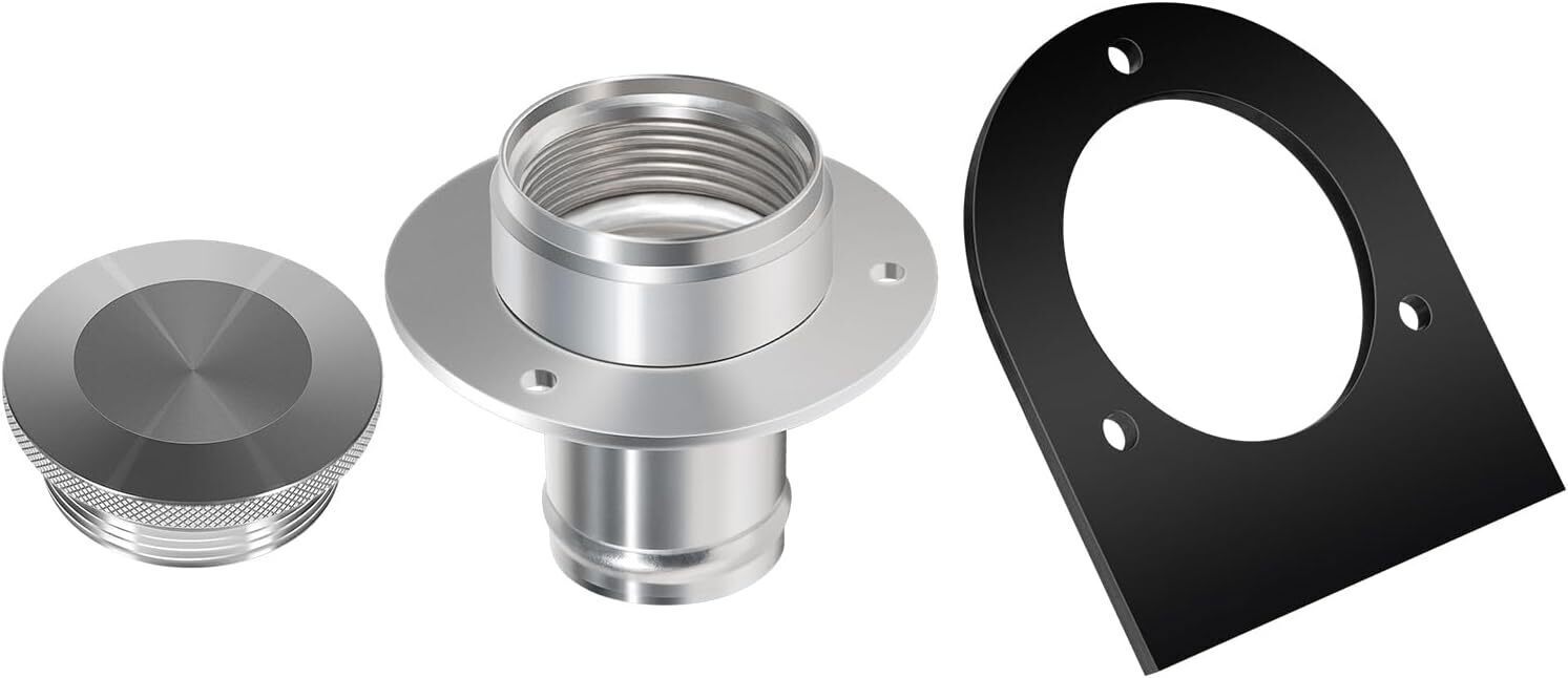DURAFORCE 2" Fuel Filler Neck With Gas Cap Billet Aluminum & Weld-On Steel Mount Bracket