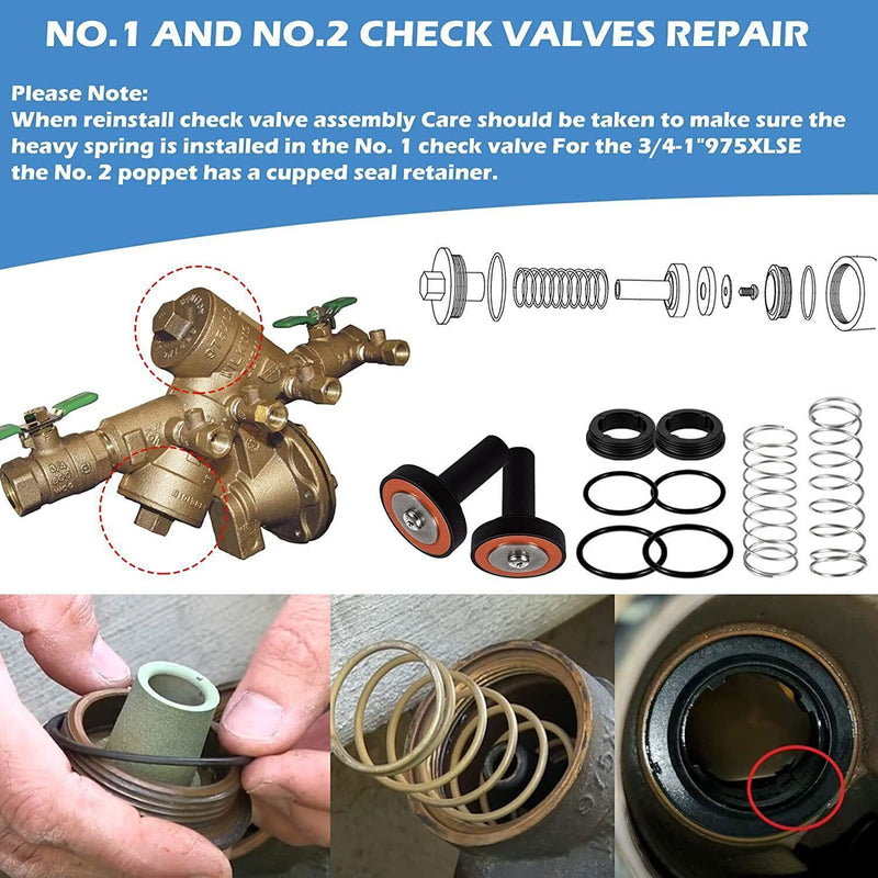 DURAFORCE 3/4"-1" Complete Repair Kit For Wilkins Backflow Preventer Zurn 975XL & 975XL2