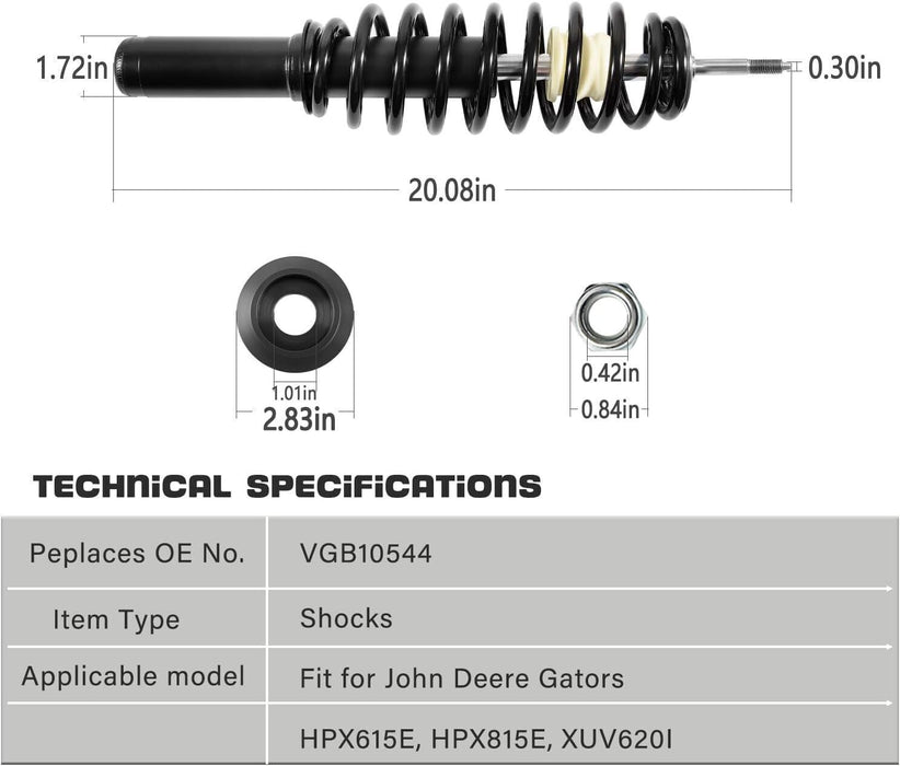 DURAFORCE VGB10544 Shock Absorber Front Suspension Kit for John Deere Gator HPX & XUV620i