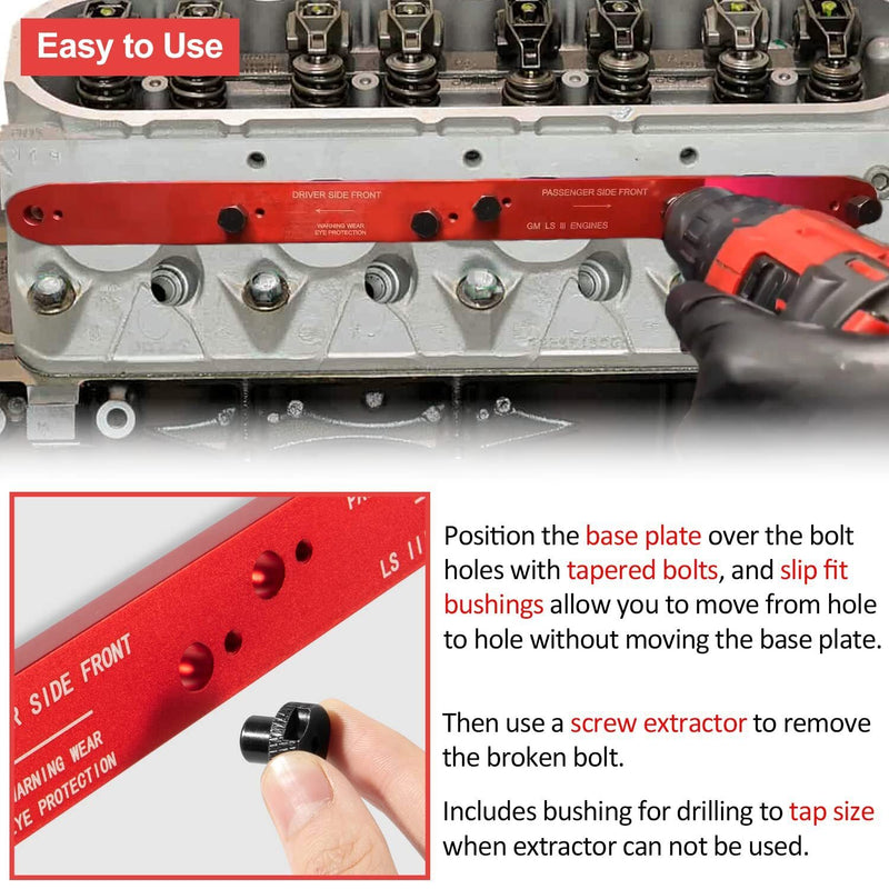 DURAFORCE 71400 Broken Exhaust Manifold Bolt Stud Drill Template for GM LSIII 4.8 5.3 6.0L