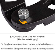 DURAFORCE Adjustable Gland Nut Wrench Spanner Tool 7463 For Hydraulic Cylinders 1/2" Drive