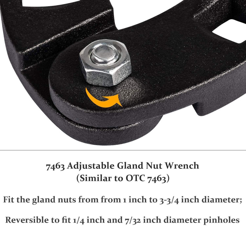 DURAFORCE Adjustable Gland Nut Wrench Spanner Tool 7463 For Hydraulic Cylinders 1/2" Drive