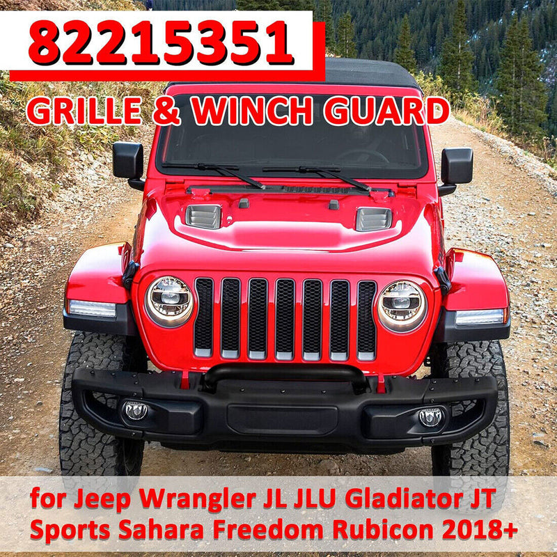 DURAFORCE Front Grille Winch Brush Guard 82215351 For Jeep Wrangler Gladiator JL JT 18-23