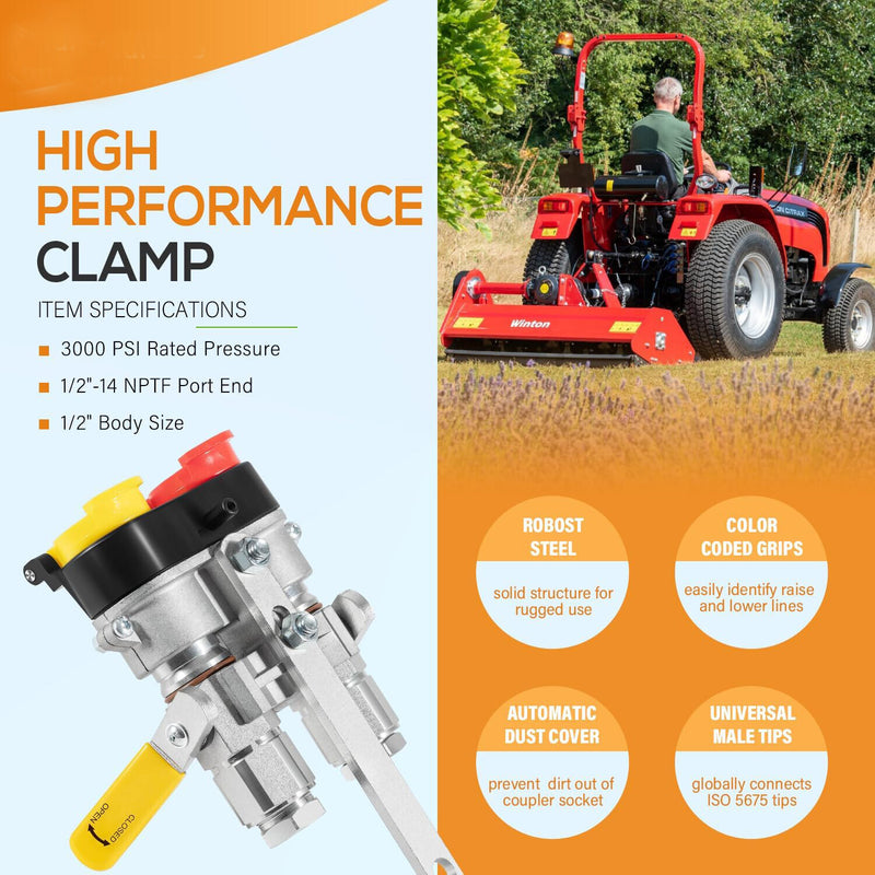 DURAFORCE 9500-4 Agricultural Tractor Clamp Kit For Pioneer Hydraulic Break-Away Coupler
