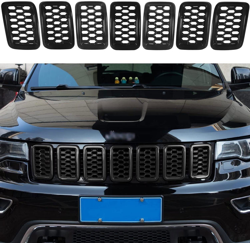 DURAFORCE 7pcs Honeycomb Mesh Front Grill Inserts Kits For 2017-2021 Jeep Grand Cherokee