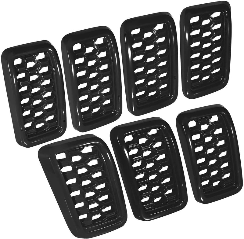 DURAFORCE 7pcs Honeycomb Mesh Front Grill Inserts Kits For 2017-2021 Jeep Grand Cherokee