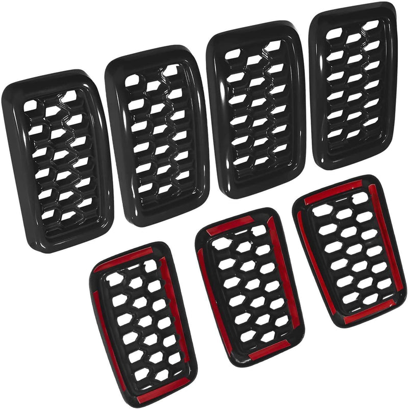 DURAFORCE 7pcs Honeycomb Mesh Front Grill Inserts Kits For 2017-2021 Jeep Grand Cherokee