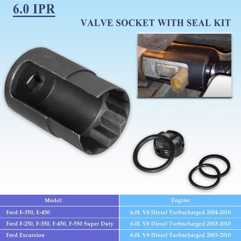 DURAFORCE For 6.0L Ford IPR Valve Removal Socket & Oil Rail Adapters and Test Fitting Tool