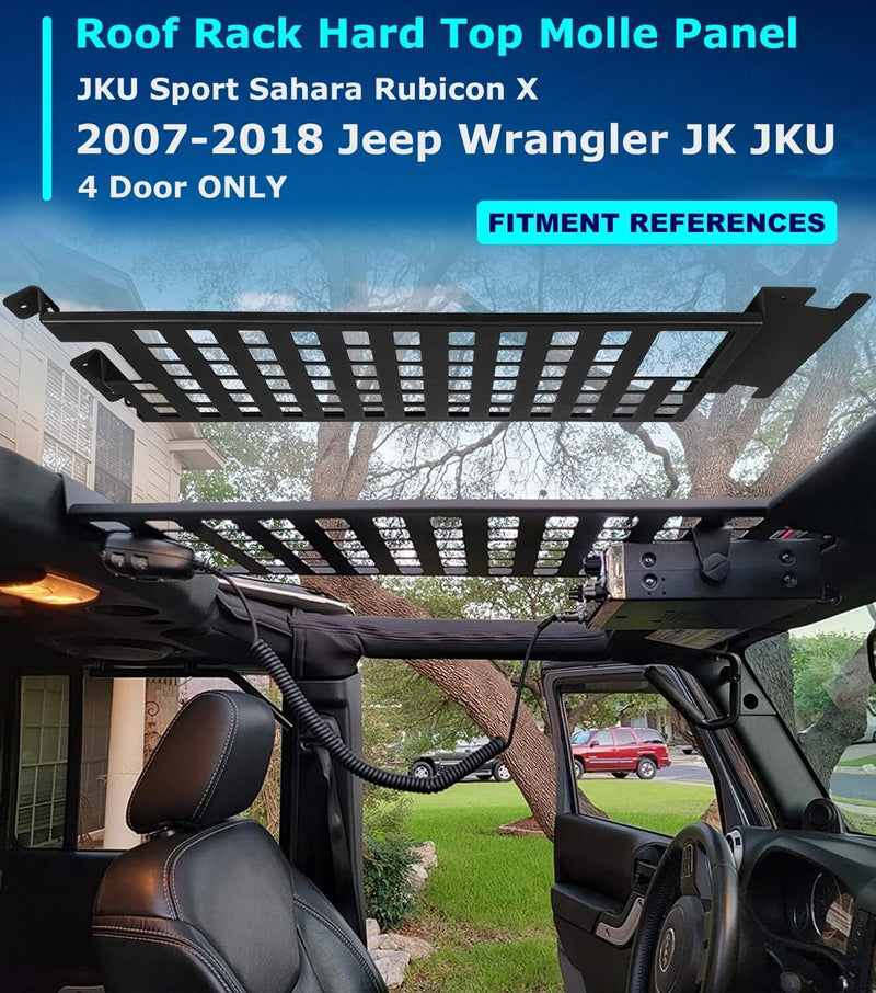 DURAFORCE Top Roof Rack Cargo Hard Top Molle Panel for Jeep Wrangler JK 2007-2018(4-Door)