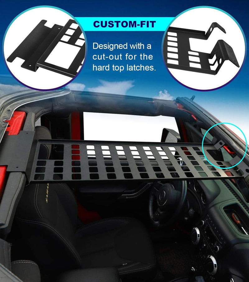 DURAFORCE Top Roof Rack Cargo Hard Top Molle Panel for Jeep Wrangler JK 2007-2018(4-Door)