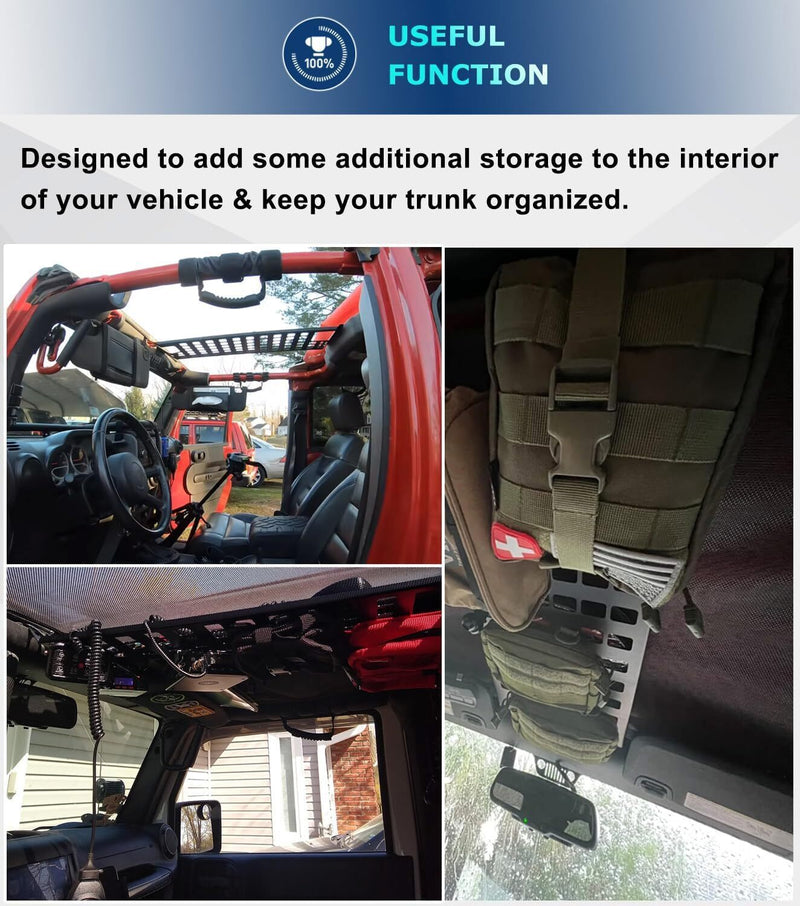 DURAFORCE Top Roof Rack Cargo Hard Top Molle Panel for Jeep Wrangler JK 2007-2018(4-Door)