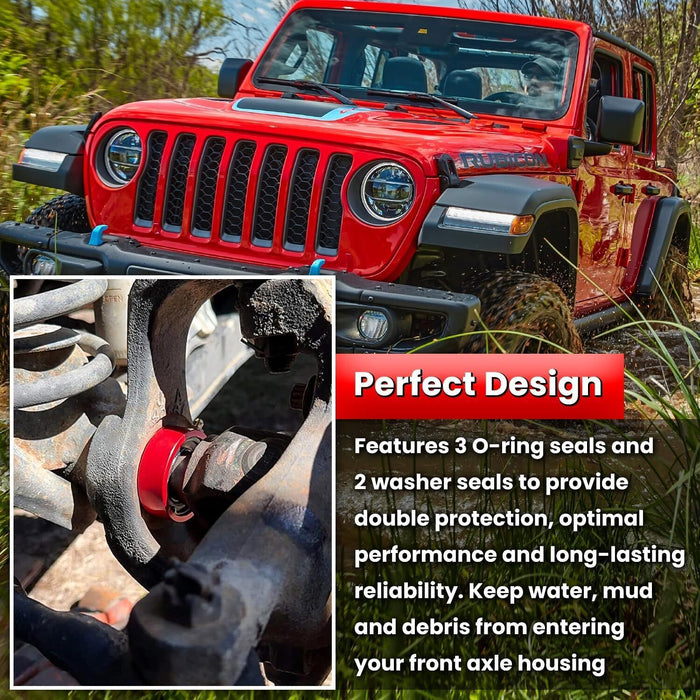 DURAFORCE 2Pcs Red Front Axle Tube Seal Kit MG21103 for Jeep Wrangler YJ JK TJ XJ ZJ MJ