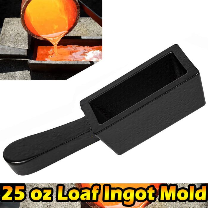 DURAFORCE 25 oz Loaf Cast Iron Ingot Mold for Melting Casting Gold Silver Copper Metals