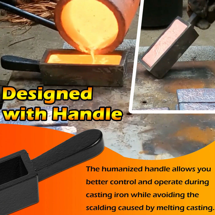 DURAFORCE 25 oz Loaf Cast Iron Ingot Mold for Melting Casting Gold Silver Copper Metals