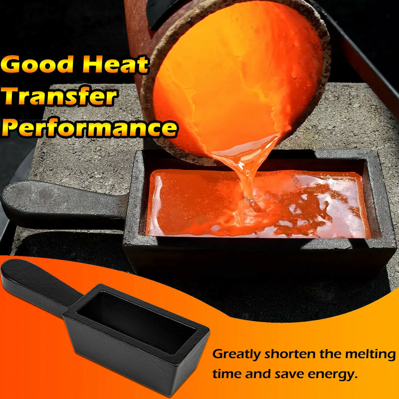 DURAFORCE 25 oz Loaf Cast Iron Ingot Mold for Melting Casting Gold Silver Copper Metals
