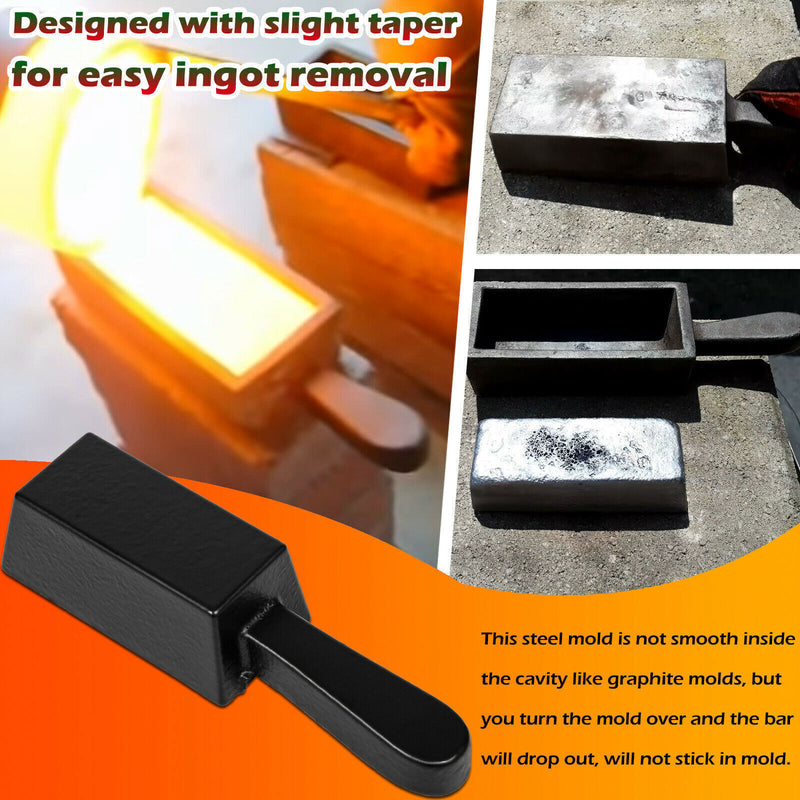 DURAFORCE 25 oz Loaf Cast Iron Ingot Mold for Melting Casting Gold Silver Copper Metals