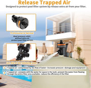 DURAFORCE 98209800 Manual Air Relief Valve w/Pressure Gauge for Pentair Pool / Spa Filter