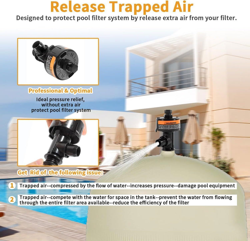 DURAFORCE 98209800 Manual Air Relief Valve w/Pressure Gauge for Pentair Pool / Spa Filter