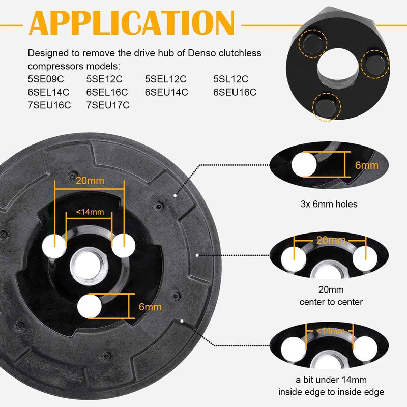 DURAFORCE A/C Compressor Clutch Hub Remover Tool for BMW Mercedes Denso Clutchless 7SEU17C