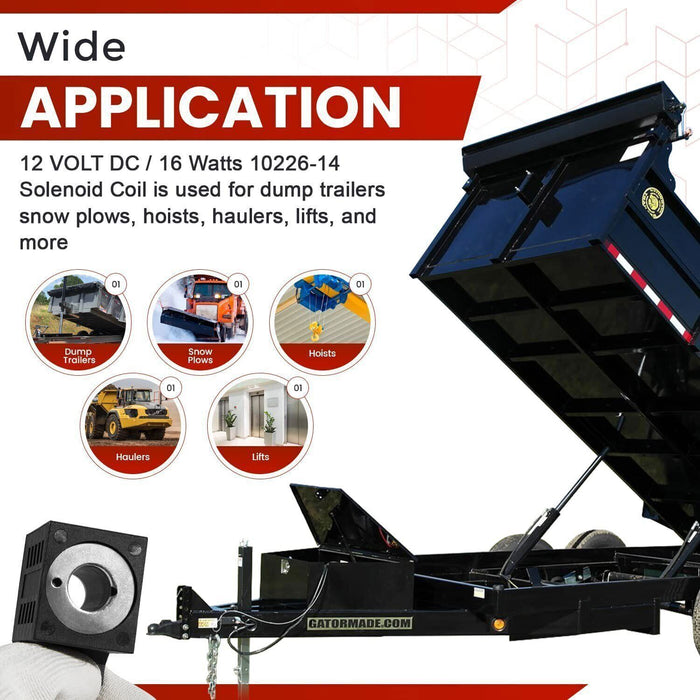 DURAFORCE For Deltrol 10226-14 Solenoid Coil, Hydraulic Power Unit Lift Dump, 12V DC, 16W