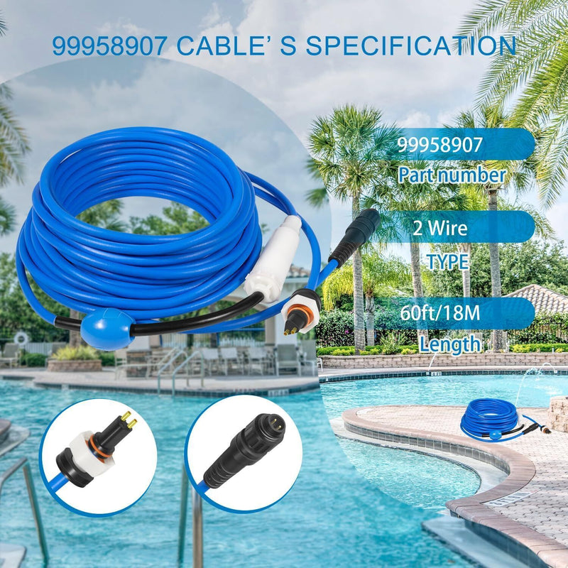 DURAFORCE 99958907-DIY 18M/60FT Blue 2-Wire Cable with Swivel for Dolphin Active 20, S200