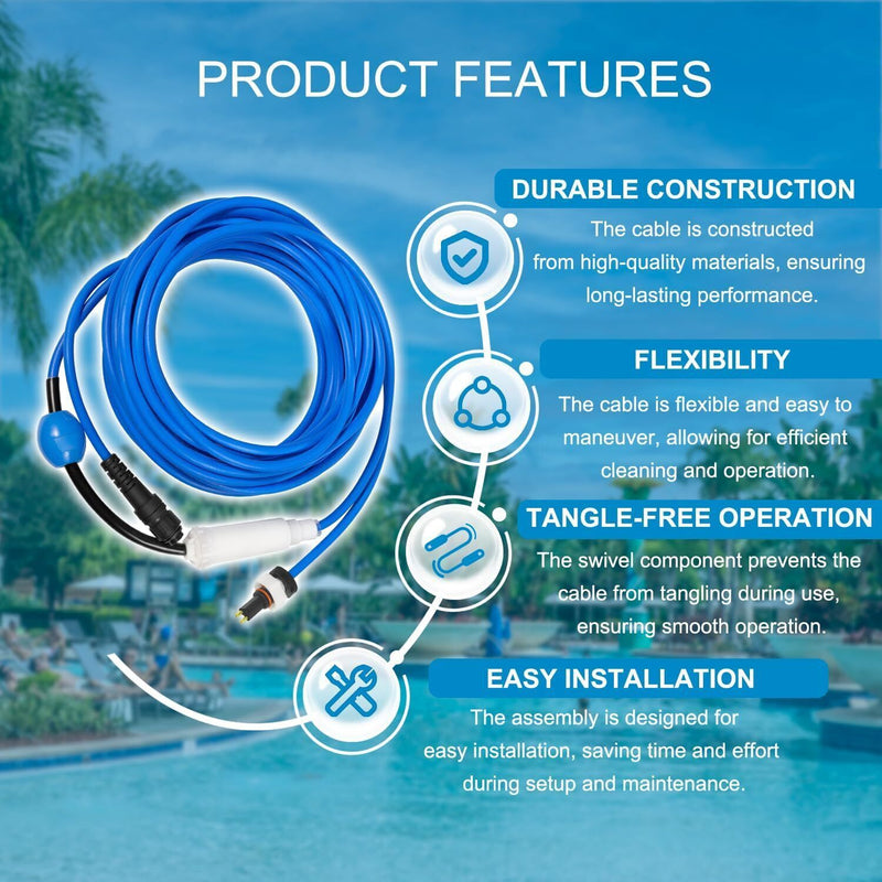 DURAFORCE 99958907-DIY 18M/60FT Blue 2-Wire Cable with Swivel for Dolphin Active 20, S200