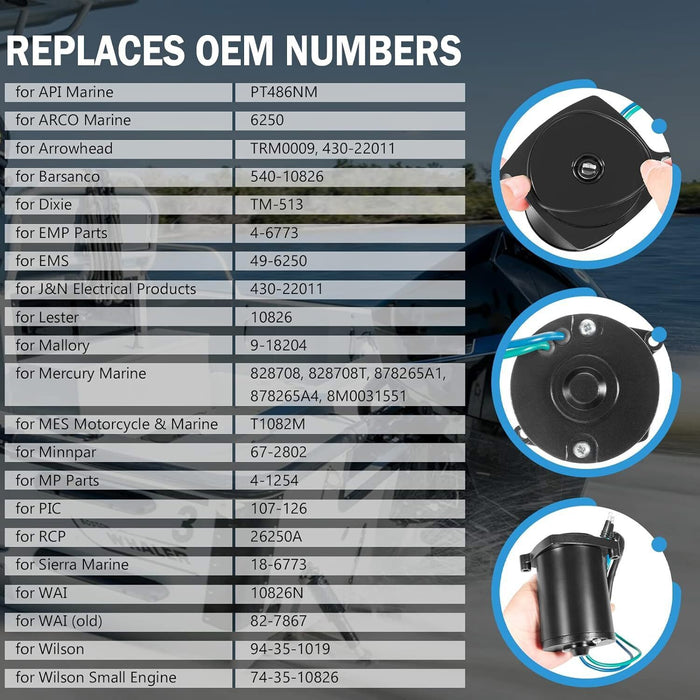 DURAFORCE 430-22011 Tilt Trim Motor For Mercury Marine 135-225HP 828708 878265A1 8M0031551