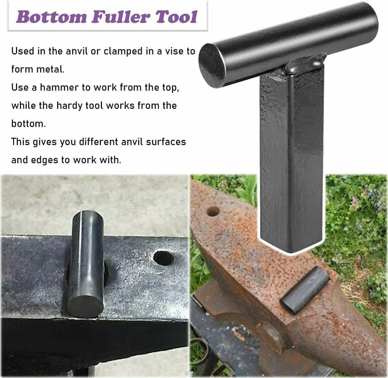 DURAFORCE 1 Inch Blacksmith Anvil Forge Hardy Hot Cut Creasing Stake Fuller Bending Set