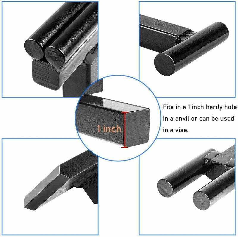 DURAFORCE 1 Inch Blacksmith Anvil Forge Hardy Hot Cut Creasing Stake Fuller Bending Set
