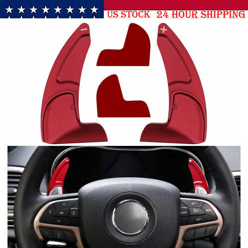 DURAFORCE Red Steering Wheel Shifter Paddle Trim Cover for 15-20 Dodge Challenger Charger