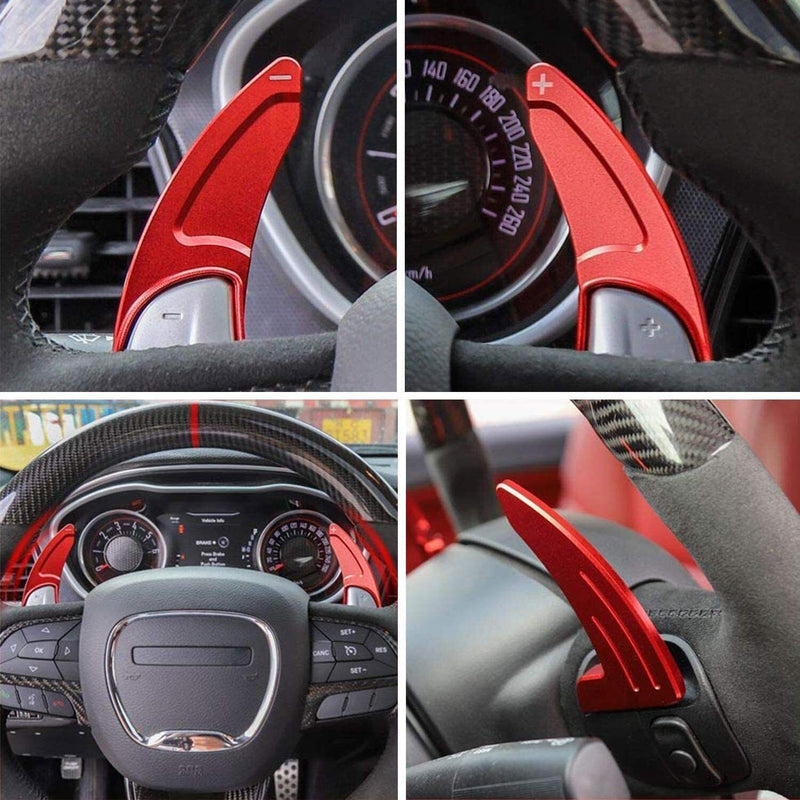 DURAFORCE Red Steering Wheel Shifter Paddle Trim Cover for 15-20 Dodge Challenger Charger