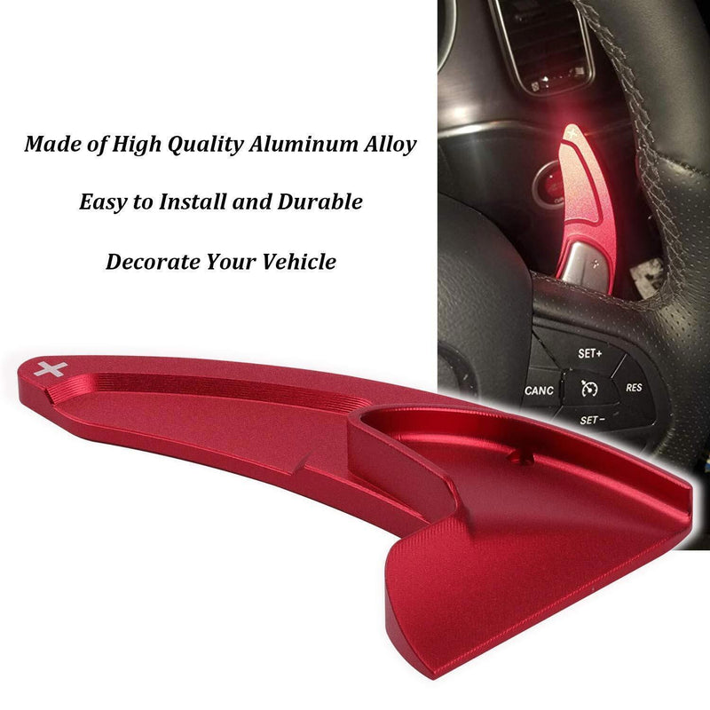 DURAFORCE Red Steering Wheel Shifter Paddle Trim Cover for 15-20 Dodge Challenger Charger